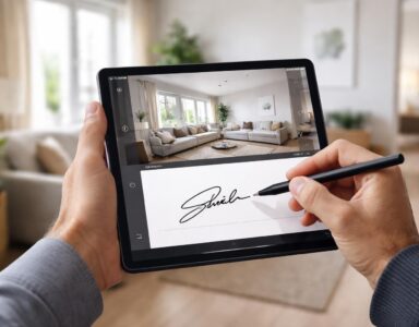 Un état des lieux photo + signature réalisé sur tablette Samsung, méthode