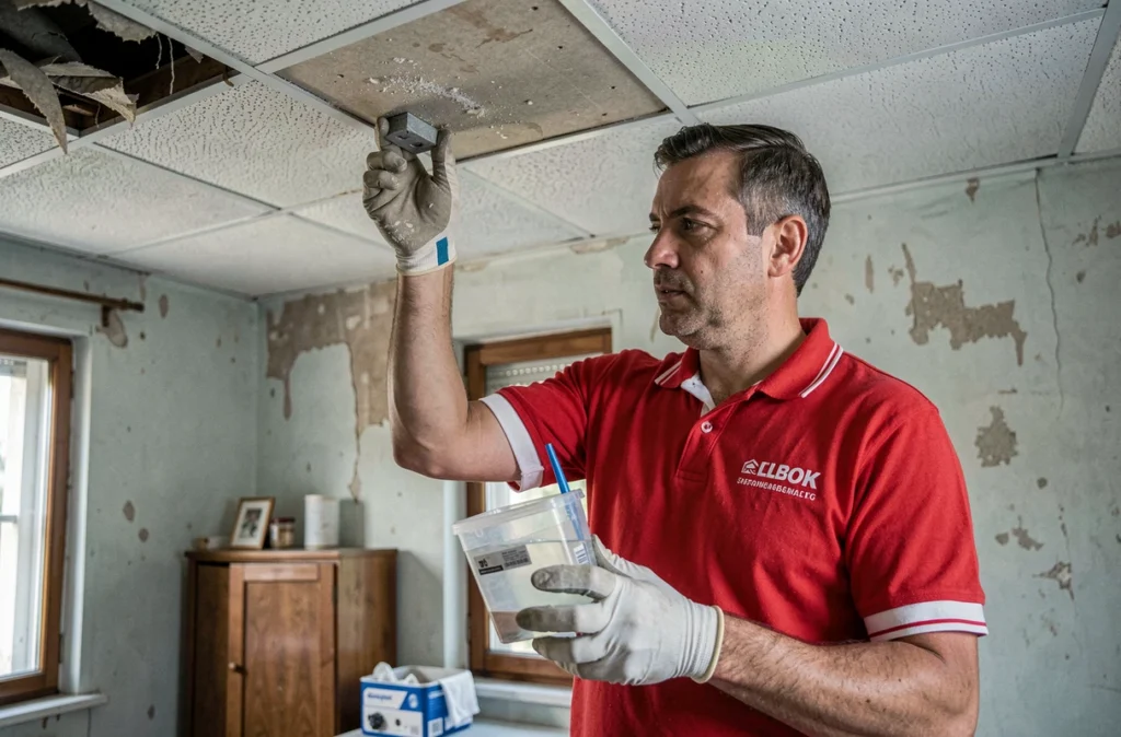Technicien Diagamter Bordeaux Sud réalisant un prélèvement amiante dans une maison des années 70