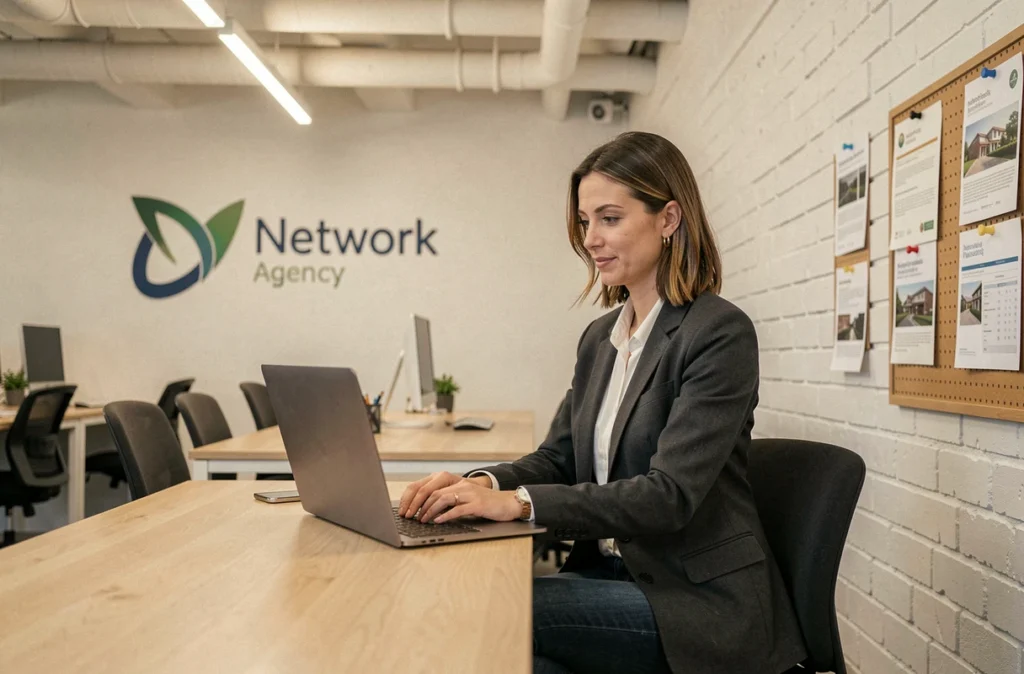 Mandataire d'Immo Angels travaillant en espace de coworking pour la gestion locative dans l'Hérault