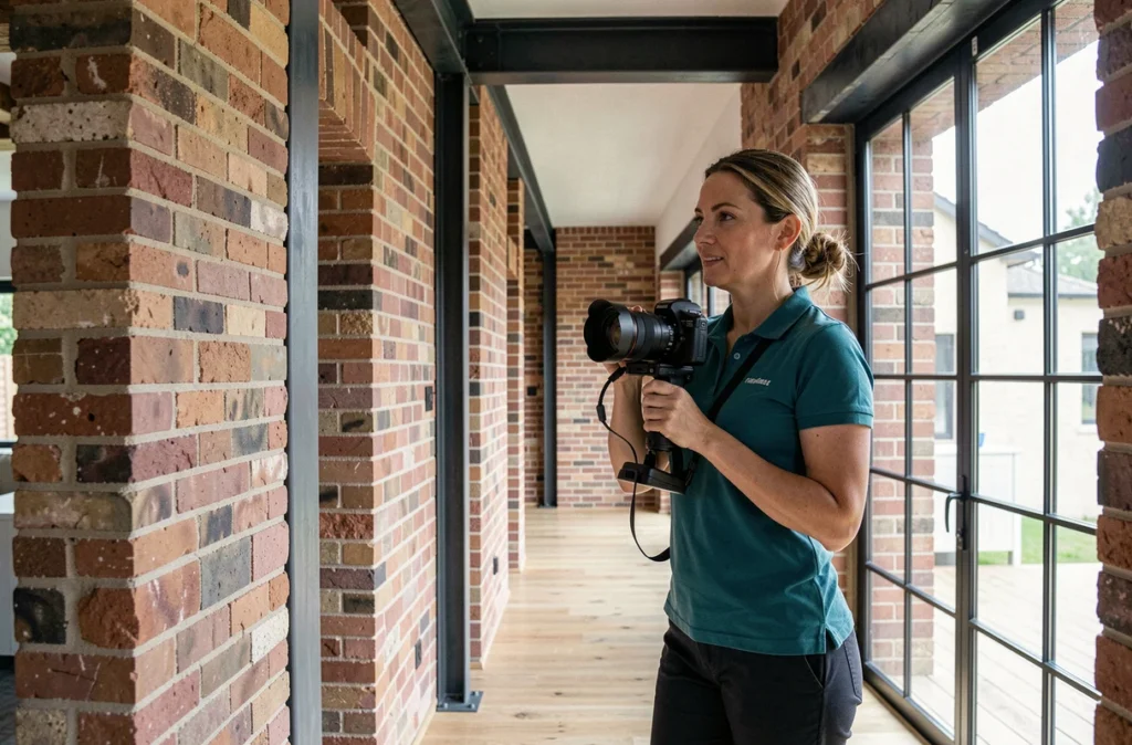 Diagnosticienne Immoflux Diagnostics effectuant une thermographie dans un loft contemporain de Bordeaux